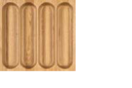 Besteckeinsatz aus Holz mit vier Längsmulden