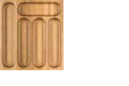 Besteckeinsatz aus Holz mit Quermulde und Längsmulden