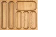 Besteckeinsatz aus Holz mit gemischter Muldeneinteilung