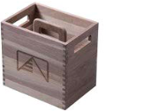 Aufbewahrungsbox aus Holz mit Griffausschnitten