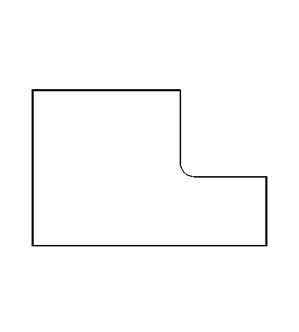 Umrisszeichnung eines L-förmigen Bauteils