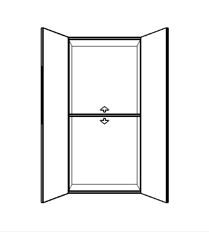Schrankschema mit zwei Türen und Fachboden