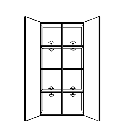 Schrankschema mit sechs Fächern