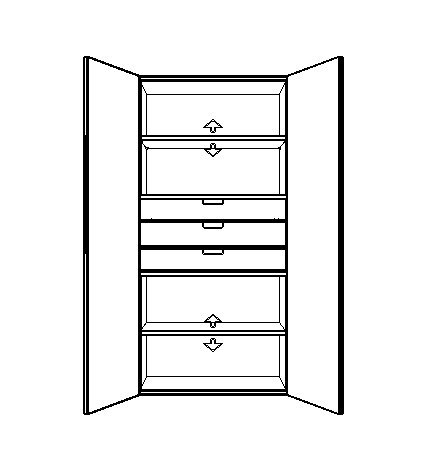 Schrankschema mit mehreren Schubladen