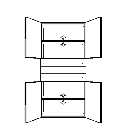 Schrankschema mit Türen und mehreren Fächern