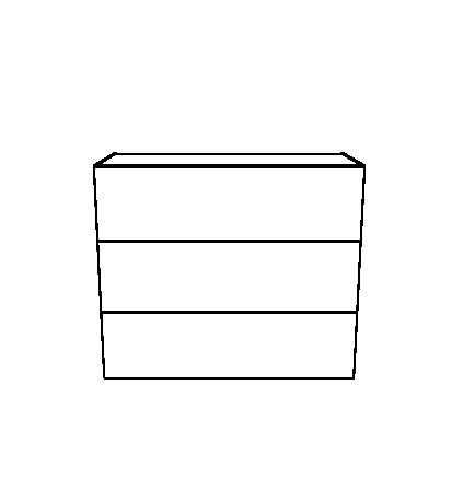 Schema eines Unterschranks mit Schubladen