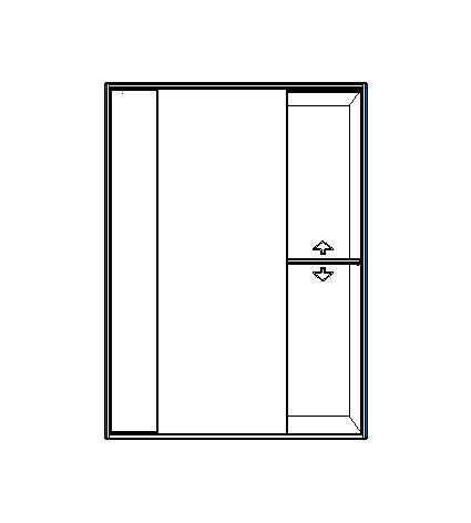Schrankschema mit Schiebetür und Innenfächern