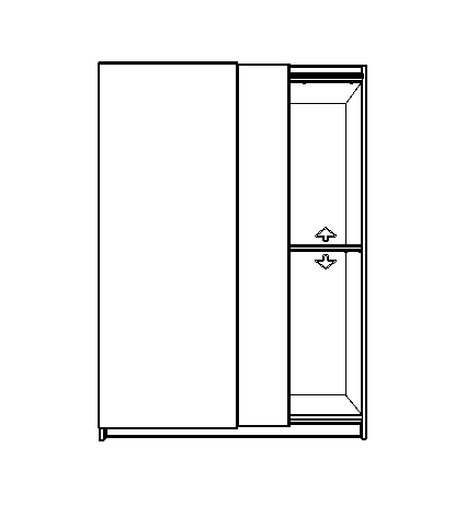 Schrankschema mit Schiebetüren und Innenfächern