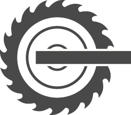 Symbol Korpusproduktion mit Kreissägeblatt