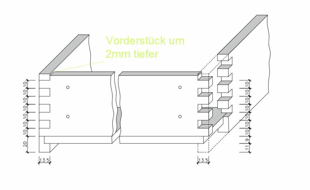 Schnittzeichnung Typ B mit 9-Millimeter-Boden